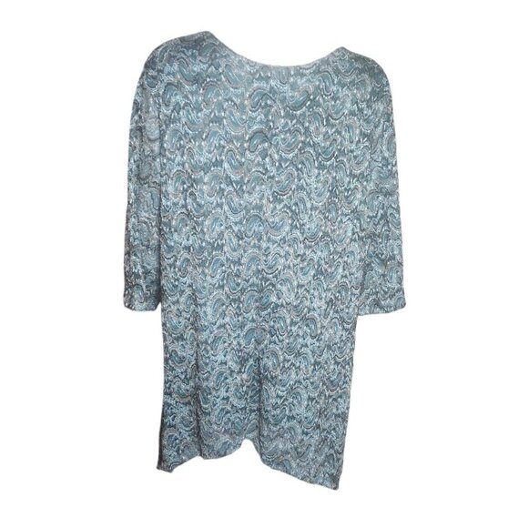 MAGGIE BARNES for Catherines Blue Lace 3/4 Sleeve Top Womens Plus Size 2WXP - Picture 3 of 6